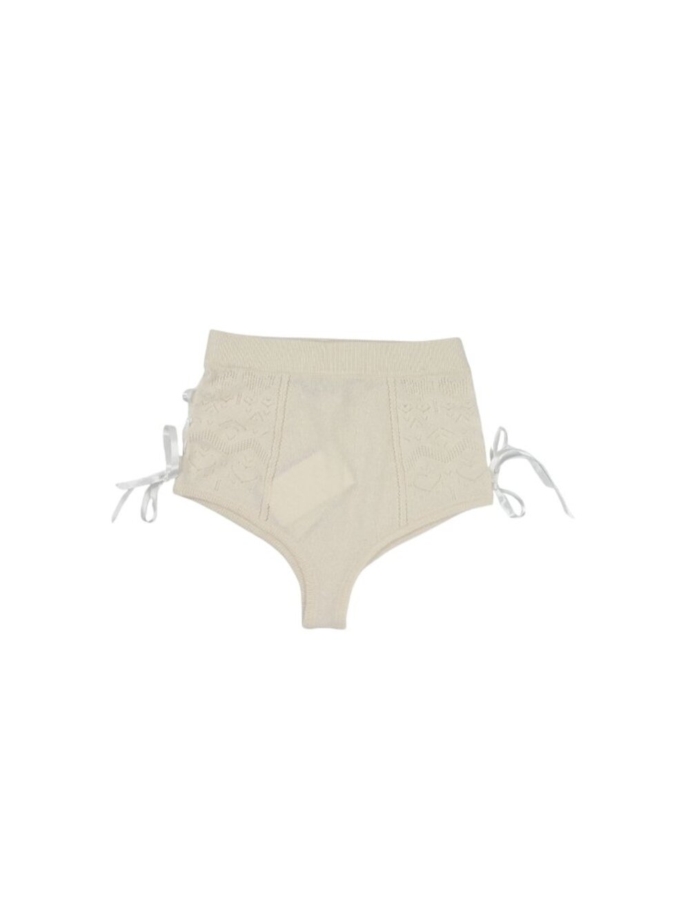 Honor Cashmere Heart Knit Shorts in Cream